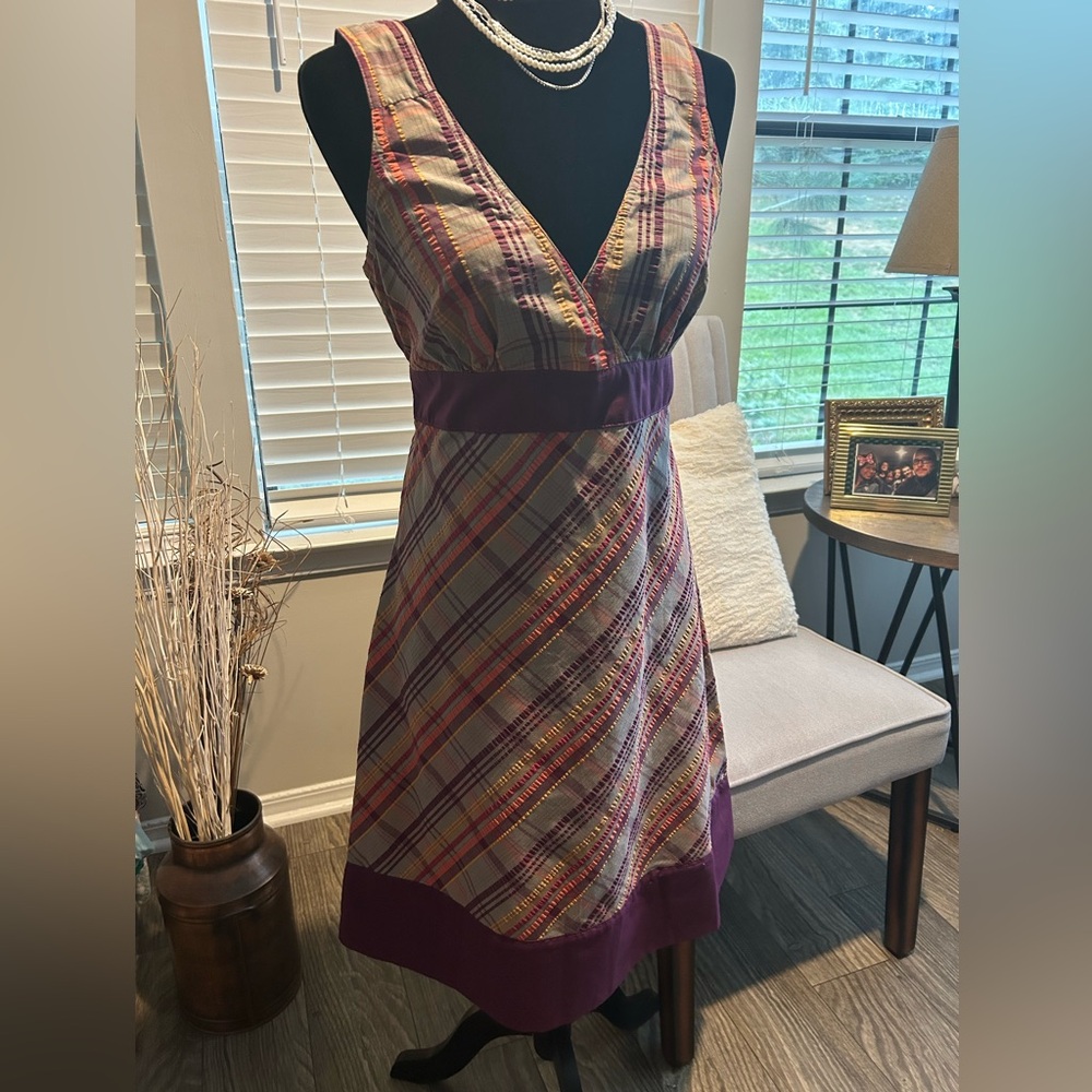 Patagonia Plaid Dress with Purple Highlights size 8 like New